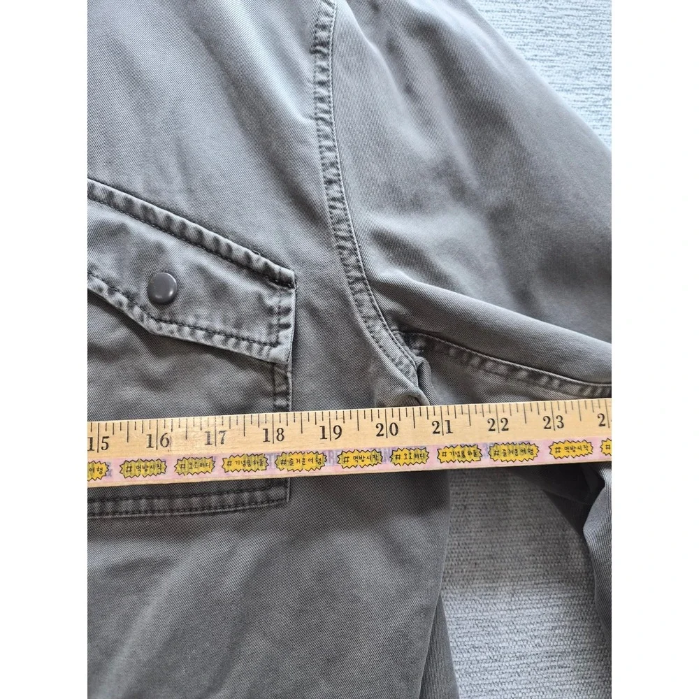 Lucky Brand Utility Jacket Mens Large Gray Lined Cotton Long Sleeve Full Zip